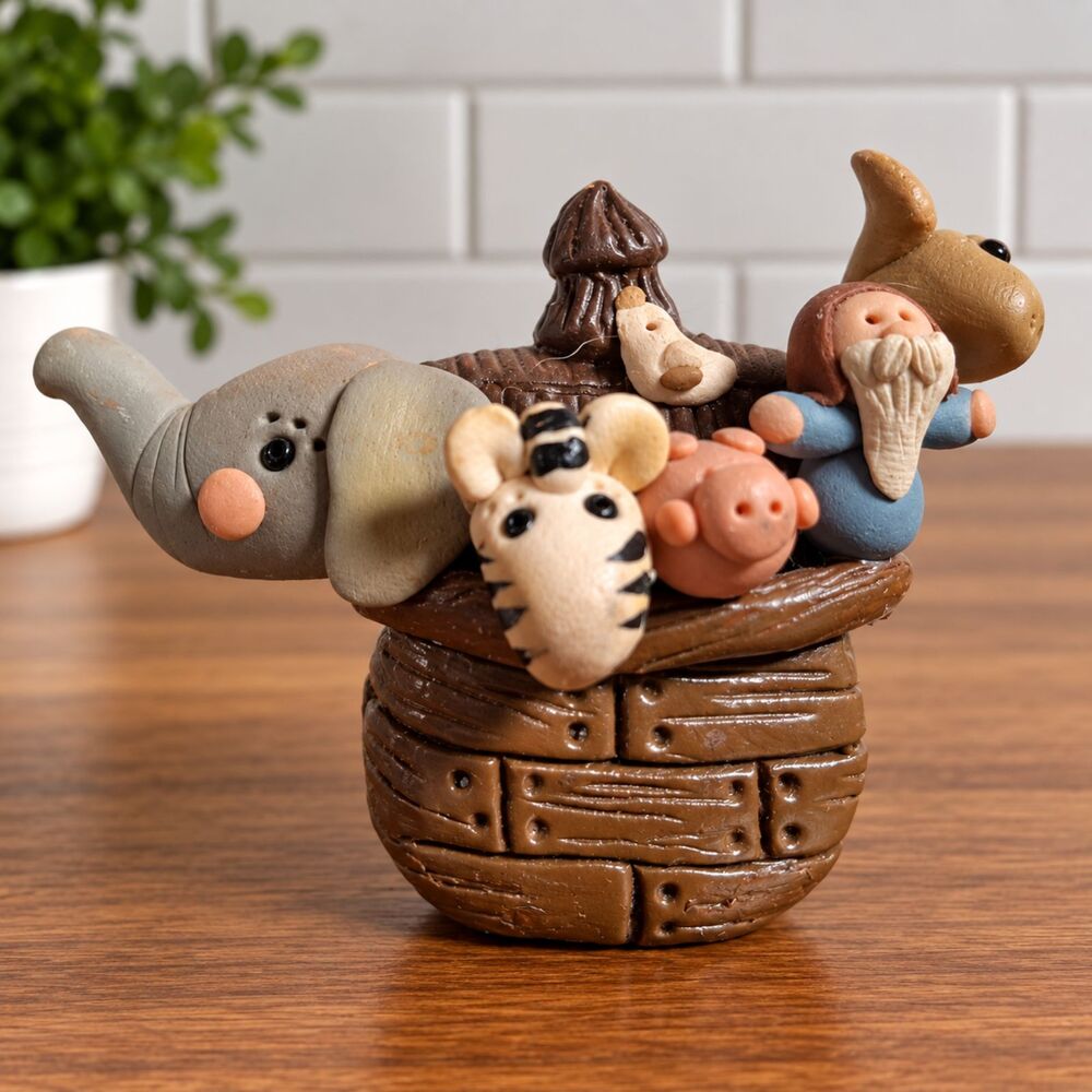 Noahs Ark Figurine Handmade 3" Baby Giraffe Pig Zebra Elephant Nursery